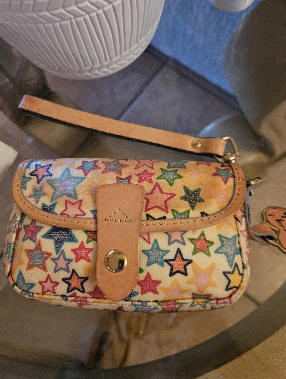 Rare Dooney & Bourke Adorable Star-Print Multi-color Wristlet Clutch